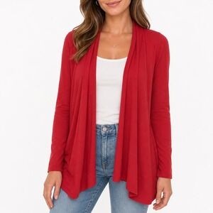 Newchoice Womens Open Front Cardigan Coral Red Long Sleeve Viscose Stretch Small
